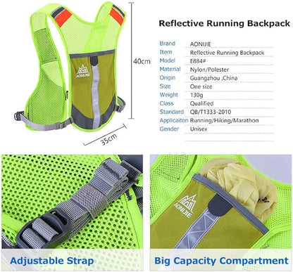 AONIJIE Ultralight Running Vest with Reflective Strip Breathable Hydration Backpack for Hiking Camping Marathon Cycling Race