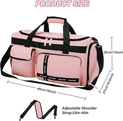 MAXTOP Gym Bag for Women Men Travel Duffle Bag Large Capacity Carry On Weekender Overnight Bag With Shoe Compartment Gym Tote Dry Wet Separation Duffel Bag for Travel