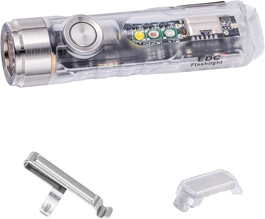 RovyVon Aurora A8 G4 Keychain Flashlight USB C Rechargeable, 5000K, High CRI, 420 Lumens EDC Flashlight Mini Size with Multifunctional Sidelight, Best for Gift/Emergencies/Camping(365nm+Red+White)