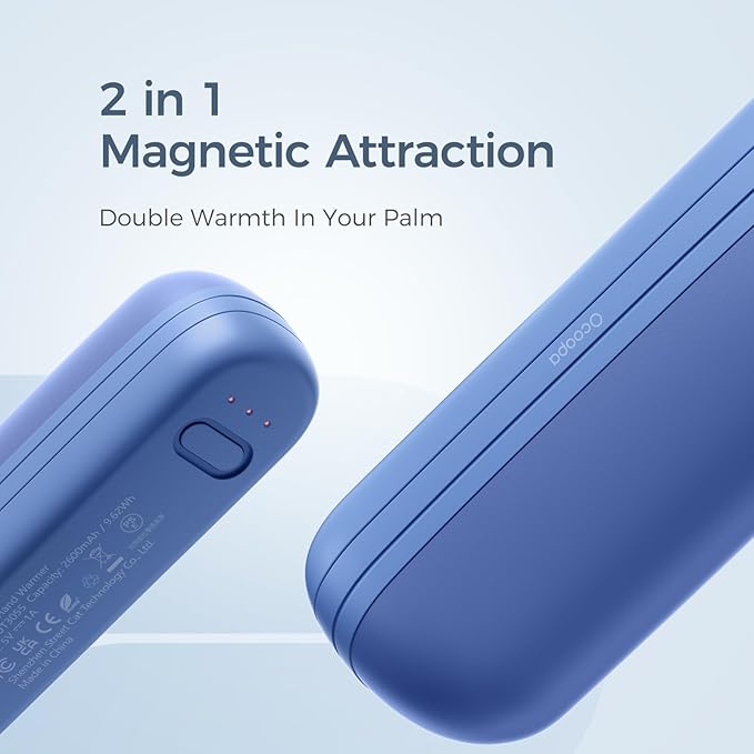 OCOOPA Hand Warmers Rechargeable 2 Pack, Electric Magnetic Handwarmers 5200mAh, Portable Pocket Heater, UL Certified, USB-C, Tech Gifts for Camping, Raynauds, Father‘s Day Gifts, UT2S Mini