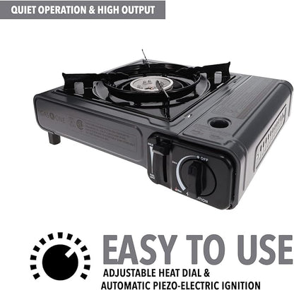 Gas One Butane Gas Stove with 4 Fuel Canister Catridge - Gray