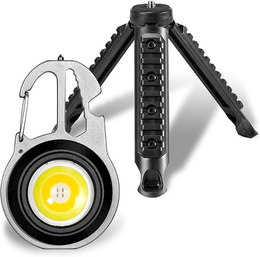Keychain Flashlight for Camping - Mini Size - Rechargeable Keychain Light Pocket Mate for Keyring, 5 Modes, Multiple Functions (Silver-1)
