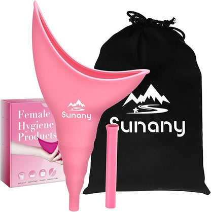 Female Urination Device, Female Urinal Silicone Funnel Urine Cups Portable Urinal for Women Standing Up to Pee Funnel Reusable Women Pee Funnel, Outdoor, Activities, Camping (Pink)
