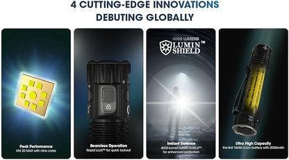 Nitecore EDC33 UHi 20 MAX LED Rechargeable Flashlight - 4000 Lumen w/Eco-Sensa USB Charging Cable