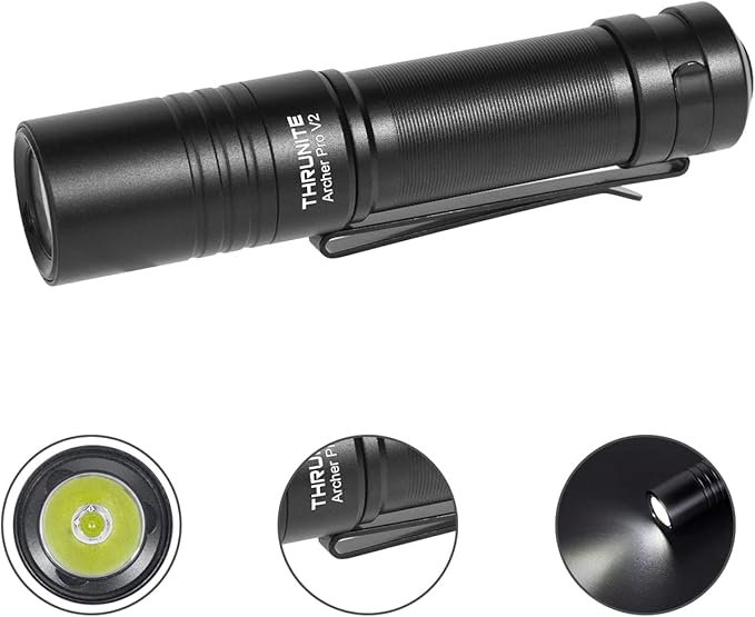 ThruNite Archer Pro V2 EDC Flashlight - 950 Lumens, USB-C Rechargeable, Tail Switch LED Penlight for Camping, Outdoor & Emergency - Cool White (Black)