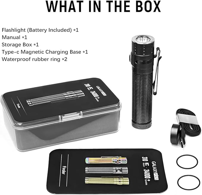 EDC Rechargeable Flashlight, 310m Throw 1300 High Lumens LED Pocket Flash Light with Magnetic Base, Compact Waterproof Small Powerful Light for Home, Camping, Emergencies-Black