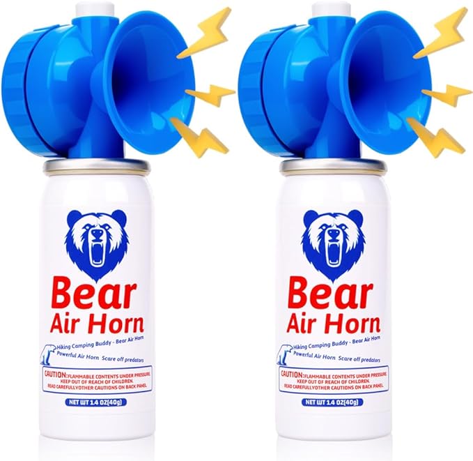 1.4oz Bear Horn for Self Defense, 123dB Loud Mini Air Horn, Audible Up to 1/2 Mile, Safety Air Horn for Hiking,Camping and Outdoor Protection (2pcs)