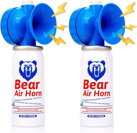 1.4oz Bear Horn for Self Defense, 123dB Loud Mini Air Horn, Audible Up to 1/2 Mile, Safety Air Horn for Hiking,Camping and Outdoor Protection (2pcs)