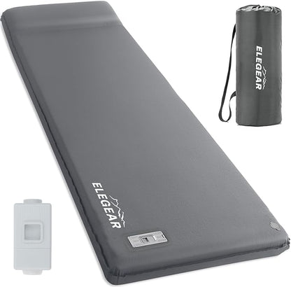 Elegear Self Inflating Sleeping Pad, Built-in Electric Pump 3.1" Ultra-Thick Memory Foam Camping Mattress with Pillow Foam Sleeping Pad for Camping R-Value 9.5 Foam Camping Pad for Car/Traveling