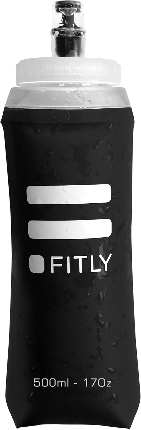 Large Soft Flask - 17 oz (500 ml) - Shrink As You Drink Pocket Soft Water Bottle for Hydration Pack/Running Vest- Folding Water Bottle for Running, Hiking, Cycling - Ski Water Bottles (F5L)
