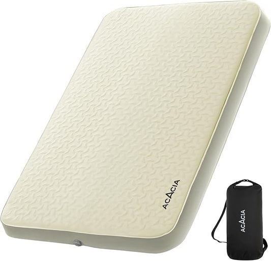 ACACIA 4" Thick Self Inflating Sleeping Pad with Foam, Innovative Y-Shaped Telescopic Structure, Ultraportable Camping Air Mattress with Pump Sack, Outdoor Compact Sleep Bed for Travel Tent Car