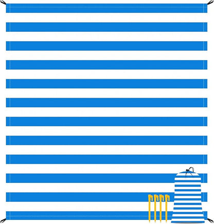 Blue Stripe Beach Blanket Sandproof Waterproof, Extra Large 78"×86" Beach Mat for 1-4 Adults w/Stake & Pocket,Compact Lightweight Sand Free Picnic Mat Beach Essential-Ultra Marine