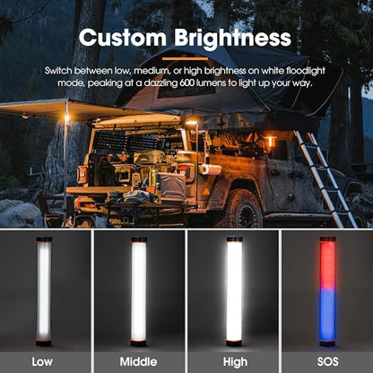 600LM LED Torch Light - Rechargeable Flashlight w/ 6000mAh Power Bank, 6 Lighting Modes & Magnetic Base, IP65 Waterproof Portable Spotlight Floodlight for Camping Hiking Backpacking Emergency