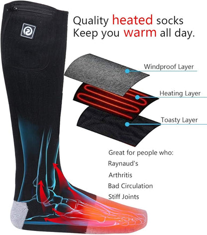 Heated Socks Men Women Battery Sock for Cold Feet Thermal Electric Socks for Camping Winter Footwarmers
