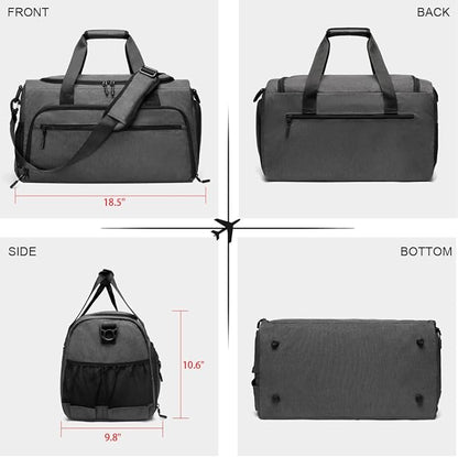 Gym Bag for Men Women, Small Fitness Workout Sports Bag with Wet Pocket & Shoes Compartment, Water Resistant Overnight Weekender Duffel Bag