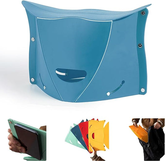 Folding Lightweight Portable Stool, Thickness of 0.5 In, Collapsable Foldable Travel Potty Stool, Footrest for Air Travel. Opens Easy for Camping Hiking Picnic Fishing Subway Party or Ball Game (Blue)
