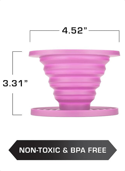 COLETTI Sierra Collapsible Coffee Pour Over Dripper — Camping Coffee Filter — Includes Pack of Paper Filters (Pink)