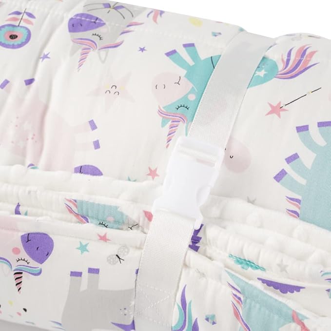 Bunnikins & Clover Toddler Nap Mat with Removable Pillow, Nap Mats for Preschool, Easy Clean Toddler Nap Pad for Kindergarten, Kids Sleeping Bag for Travel Camping