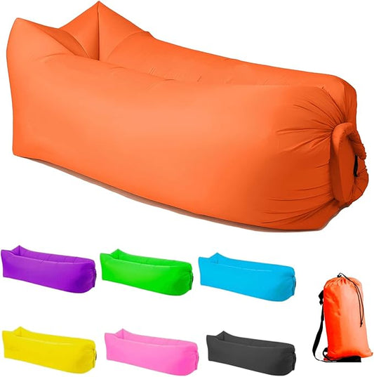 Inflatable Lounger Air Sofa Hammock, Inflatable Couch for Camping, Perfect for Beach Chair Waterproof Anti-Air Leaking Pouch Couch Air Chair for Outdoor, Beach, Hiking…