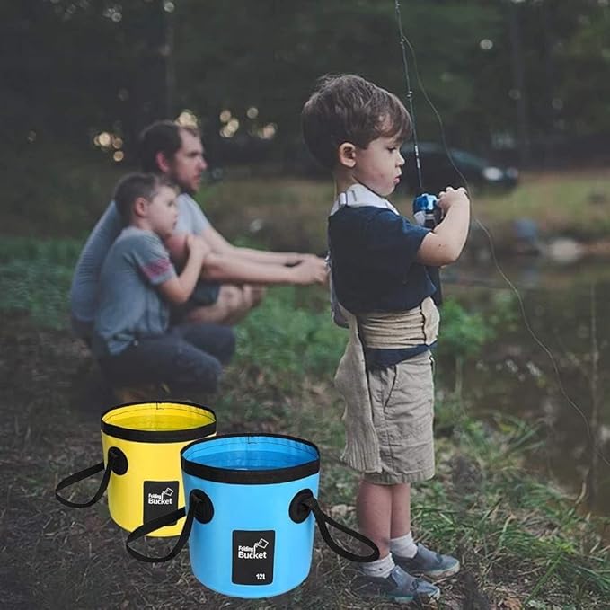Collapsible Bucket with Handle, Multifunctional Foldable Water Container for Camping, Hiking, Traveling, Fishing, Washing, Gardening, Waterproof, Durable, Lightweight, Black (SFVBLACK, 12L)