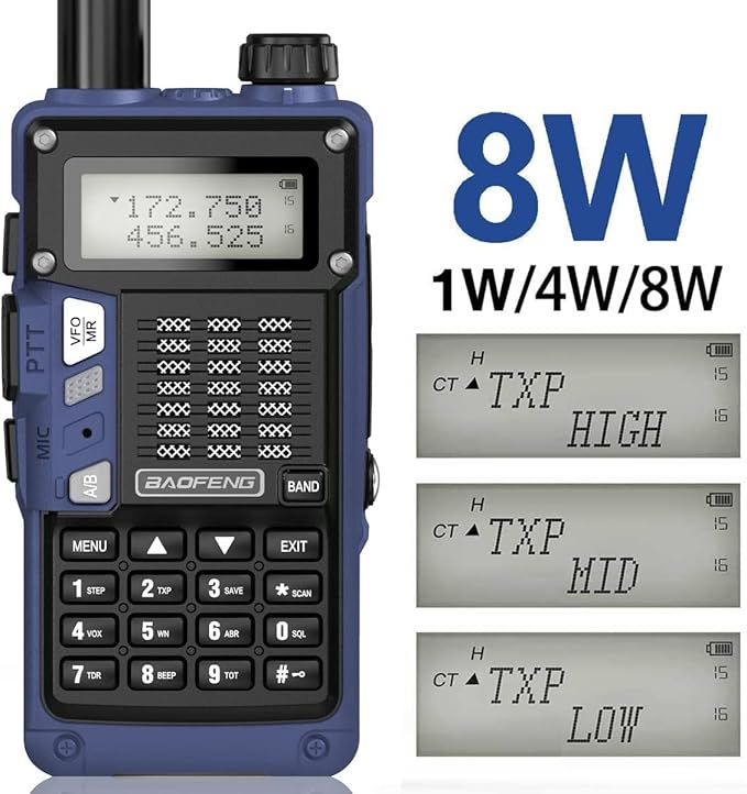 Baofeng Radio UV-S9 Pro Ham Radio Handheld Upgrade of UV-5R Dual Band 8W High Power Portable Two Way Radio with Battery and USB Charger Cable Walkie Talkies(Blue)