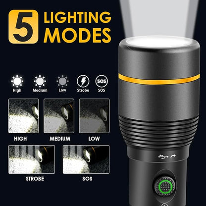 2 Pack Led Flashlights High Lumens Rechargeable — 990000 Lumen Super Bright Flashlight led Flashlight Rechargeable, Rechargeable Flashlights, Powerful flashlights for Home Emergencies Camping Hiking