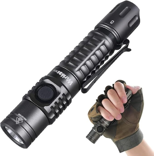 Wurkkos Tactical Flashlight, 2000 Lumen Super Bright Flashlight, Rechargeable Flashlight 345m Long Range, Dual Switch, IPX8 Waterproof EDC Flashlight for Emergencies, Camping, Hiking