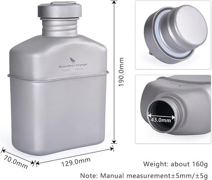 Boundless Voyage Titanium Canteen Mess Kit with Camouflage Bag Large Capacity Kidney-Shaped Camping Pot Pan Set with Lid & Hanging Chain