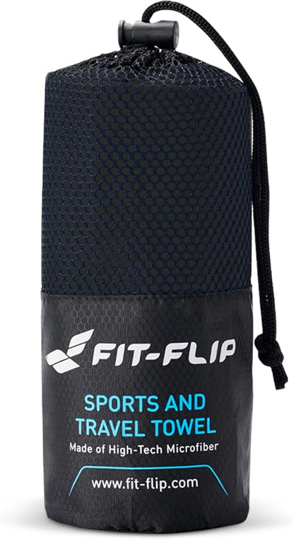 Fit-Flip Travel Towel - Compact & Ultra Soft Microfiber Camping Towel - Quick Dry Towel - Super Absorbent & Lightweight for Sports, Beach, Gym, Backpacking, Hiking and Yoga