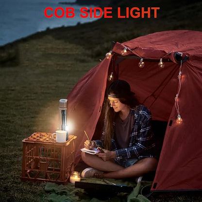 Rechargeable LED Tactical FLashlight 8000 High Lumens, Super Bright LED Flashlight with Power Display, Zoomable, COB Work Light,Waterproof,5 Modes,Powerful Handheld Flashlight for Camping 2 Pack
