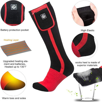 Heated Socks for Women Men,Foot Warmers Electric Rechargable Battery Heating Socks,Winter Cold Feet Hunting Ski Camping Hiking Riding Motorcycle Snowboating Thermal Warm Socks
