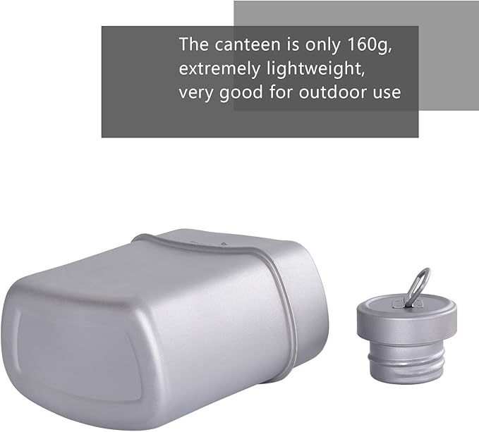 Boundless Voyage Titanium Canteen Mess Kit with Camouflage Bag Large Capacity Kidney-Shaped Camping Pot Pan Set with Lid & Hanging Chain