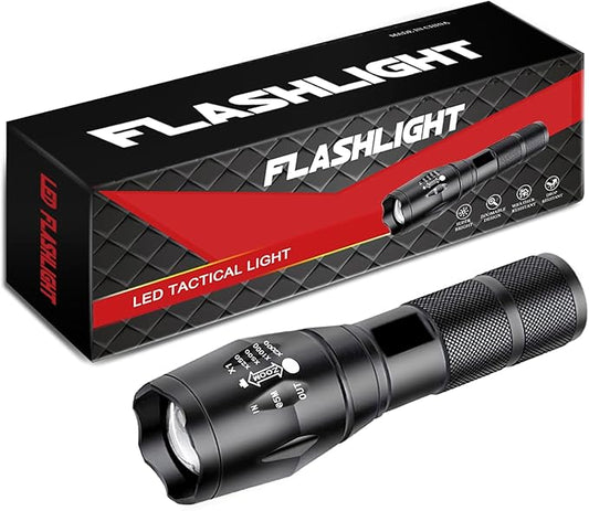 LED Flashlight Bright Tactical Flashlight Zoomable 5 Modes for Emergency Camping Outdoor Use