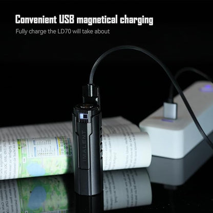 IMALENT LD70 EDC Flashlight Led Rechargeable Torch, Powerful Flashlight 4000 Lumens with CREE XHP70.2 LED, Super Bright Handlight for Camping and Hiking (Deep Black)