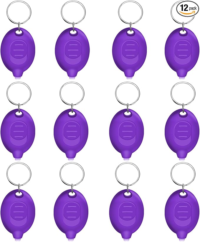 Mini UV Keychain Flashlight, Portable Black Light, 12 Lumen Ultra Bright Tiny Flashlight, Small Keychain Flashlight for Stain Detection & Scorpion Finder, Battery Included (12PCS)