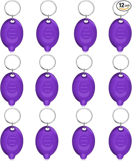 Mini UV Keychain Flashlight, Portable Black Light, 12 Lumen Ultra Bright Tiny Flashlight, Small Keychain Flashlight for Stain Detection & Scorpion Finder, Battery Included (12PCS)