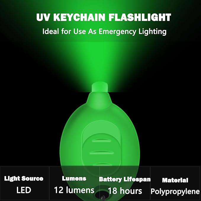 Mini LED Green Light Keychain Flashlight, Small Keychain Flashlight 12 Lumen Portable Pocket Flashlight, Ultra Bright Micro LED Flashlight Green Light Flashlight with Green Shell (6PCS)