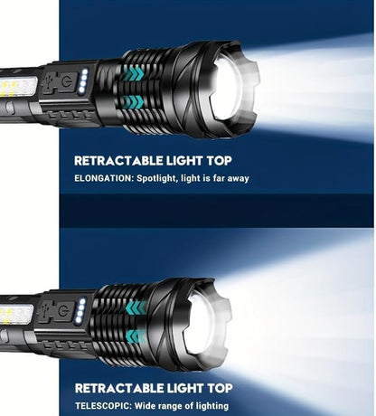 MODOAO LED Flashlight Rechargeable, Handheld Flashlights with 7 Modes & Zoomable, Powerful Emergency Flashlights Camping, Hiking,and Outdoor Use (5 Pack)