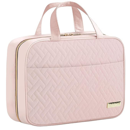 HOTOR Travel Toiletry Bag w/Hanging Hook - Spacious Toiletry Bag Essentials for Women & Men, Makeup Bag/Big Comparment, Waterproof for Travel Accessories, Medium, Pink
