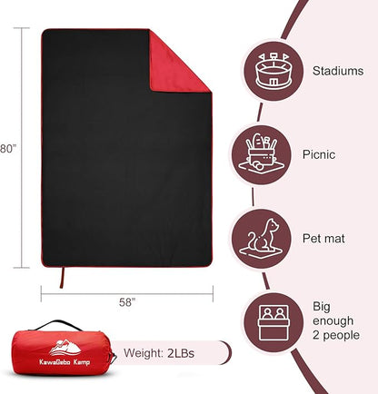 Fleece Waterproof Outdoor Blanket, Windproof Stadium Blanket for Camping, Picnics, and Sports Stay Dry and Comfortable 80"x58"