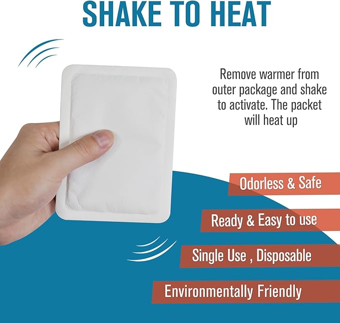 Hand Warmers, Extra Large Hot Hands & Body Warmers with Adhesives 10 Packs - Portable Pocket Warmers Disposable Hot Pads Camping Hand Warmer for Winter Outdoor Skiing Hiking