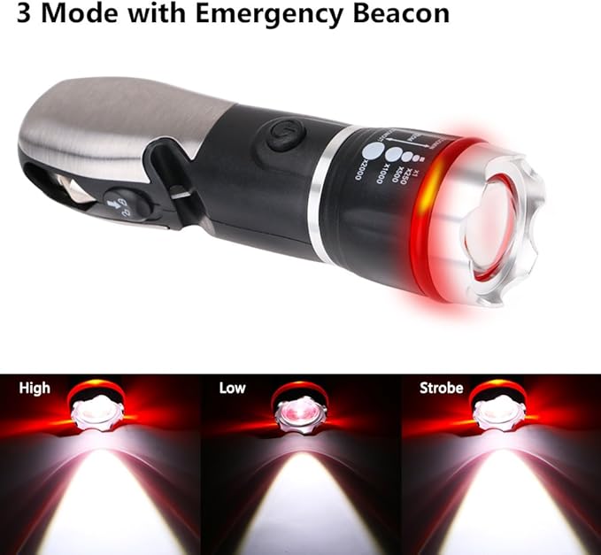 Multi Tool LED Flashlight,Surivival Tools for Cars, Emergency and Camping, ALL IN One Tactical Torch Light with Hammer Seatbelt Cutter Knief Bottle Opener Scissors Screwdrivers