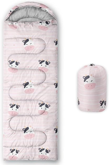 Kids Sleeping Bag for Boys Girls,Cute Puppy Print-Lightweight Warm Portable Outdoor Indoor-Waterproof Cold Weather Resistant Sleeping Bag for Camping Hiking