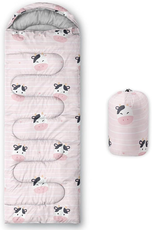 Kids Sleeping Bag for Boys Girls,Cute Puppy Print-Lightweight Warm Portable Outdoor Indoor-Waterproof Cold Weather Resistant Sleeping Bag for Camping Hiking