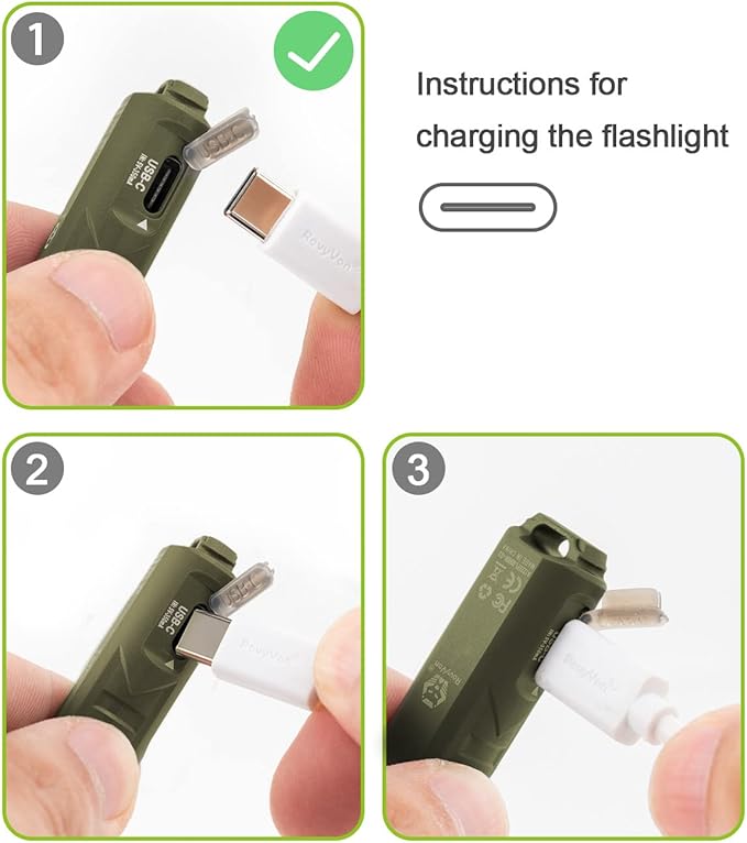 RovyVon Aurora A1 G4 Keychain Flashlight, Max 650 Lumen Super Bright with EDC Mini Size, 5 Mode Easy Use, USB-C Rechargeable, Waterproof, Perfect for Camping Emergency Outdoor(ArmyGreen)