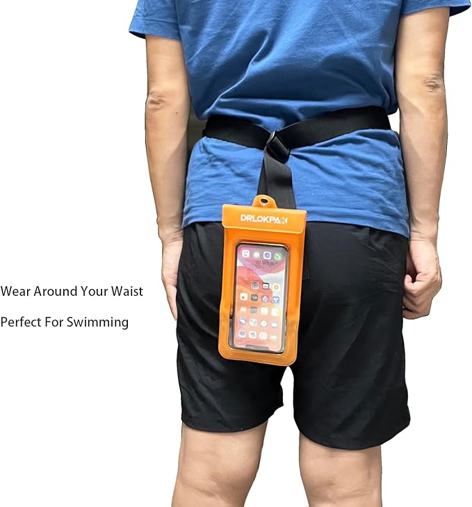 DRLOKPAK surfing waterproof Waist pouch Crossbody Chest Bag Fanny Pack Snorkeling Swimming Bag Beach Floating Dry Phone case holder (Black)