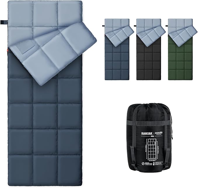 Envelope Sleeping Bag 3 Season Warm Weather Portable Compact Sleeping Bags for Adult Kids with Carry Bag for Camping Hiking Backpacking and Outdoors 59℉-77℉