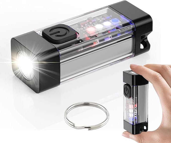 SPOMOX Mini EDC Flashlight Rechargeable with Keychain, Super Bright 700 Lumen Pocket Flashlight, Tiny LED keychain Lights with Magnetic base, USB-C Rechargeable, for Camping, Outdoors and Emergencies.