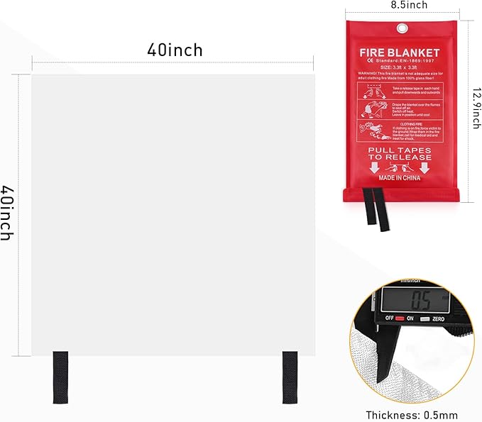 Fire Blanket for Camping Home Kitchen 3Pack Emergency Fire Blanket Fire Resistant Blanket for Garages, Workshops, Grill, Car, Office, Warehouse, School, Picnic