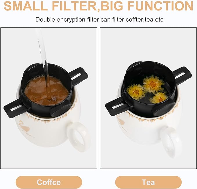 Pour Over Coffee Maker,Portable Stainless Steel Reusable Coffee Filter, Mini Collapsible Paperless Single Serve 1 Cup Coffee Dripper Cup Easy To Clean For Travel Camping